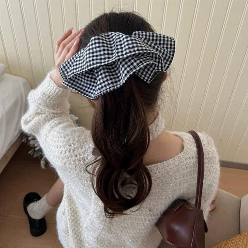 Extra Large Plaid Hair Ties El - Travel Accessories Aesthetic ulasan dan harga
