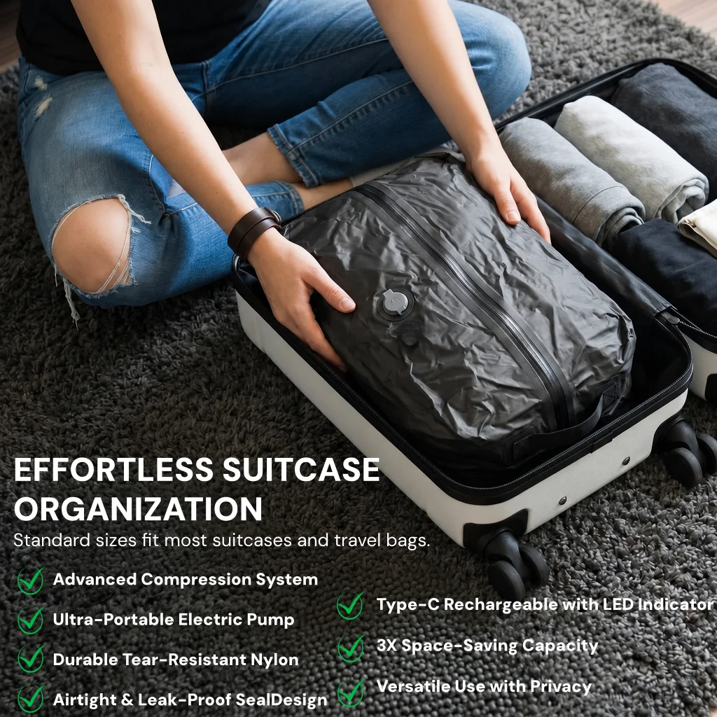 Vacuum Compression Storage Bag - Travel Accessories Organizer Bag ulasan dan harga