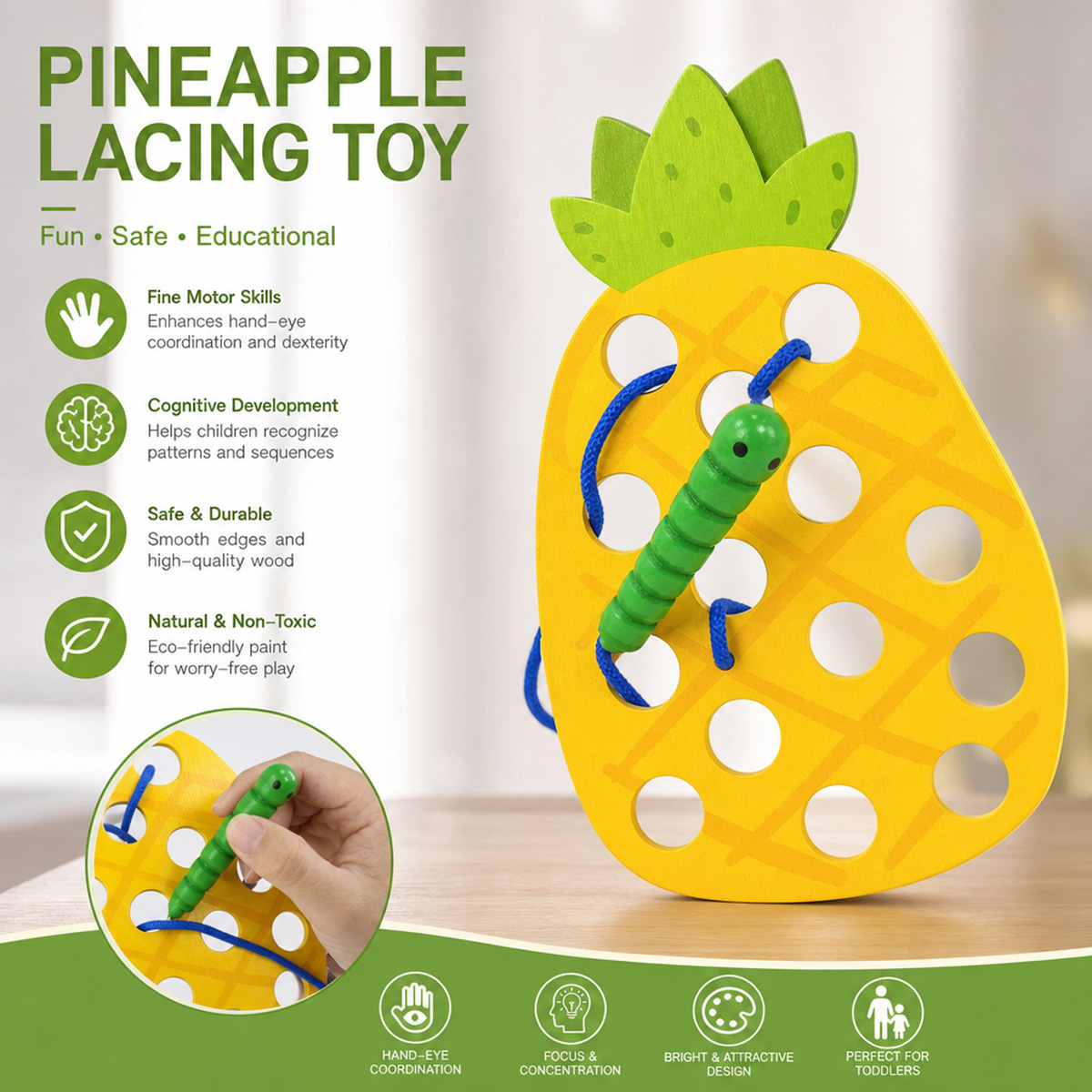 Wooden Lacing Pineapple Thread - Travel Accessories Baby ulasan dan harga
