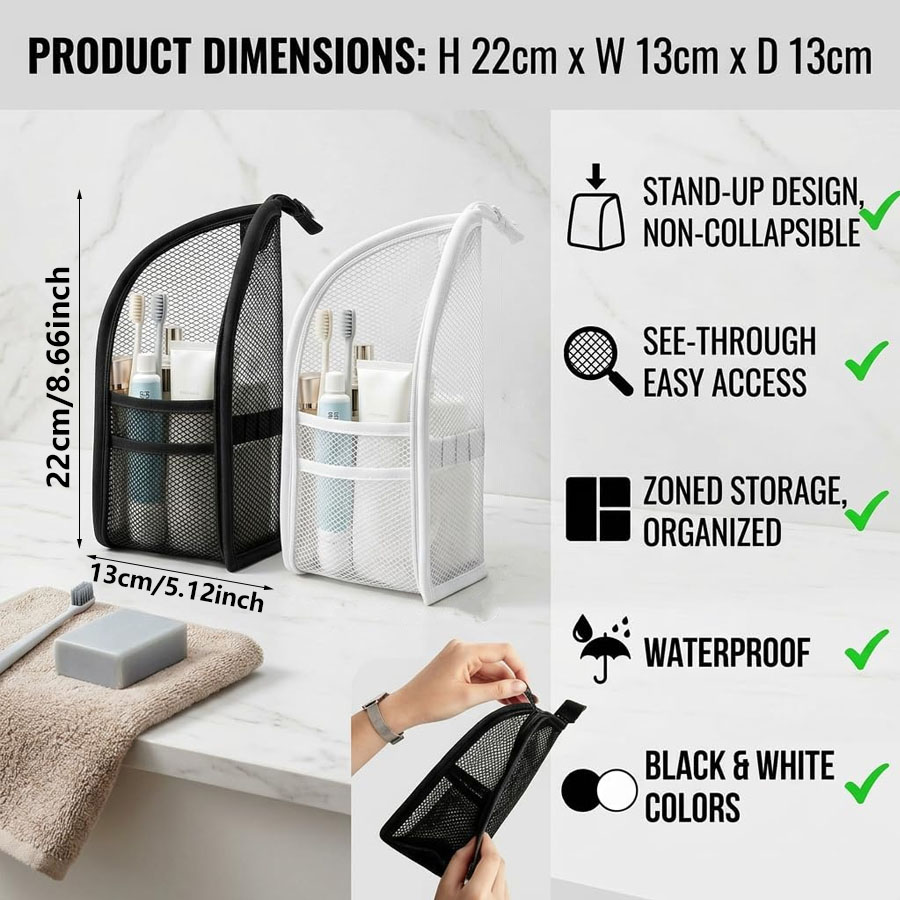 1Pc Portable Mesh Toiletry Bag - Travel Accessories Organizer Bag ulasan dan harga
